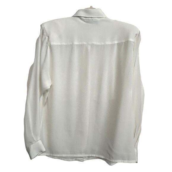 La Chine Classic White Button Down Blouse 8 Career Normcore Vintage Professional - Picture 4 of 11
